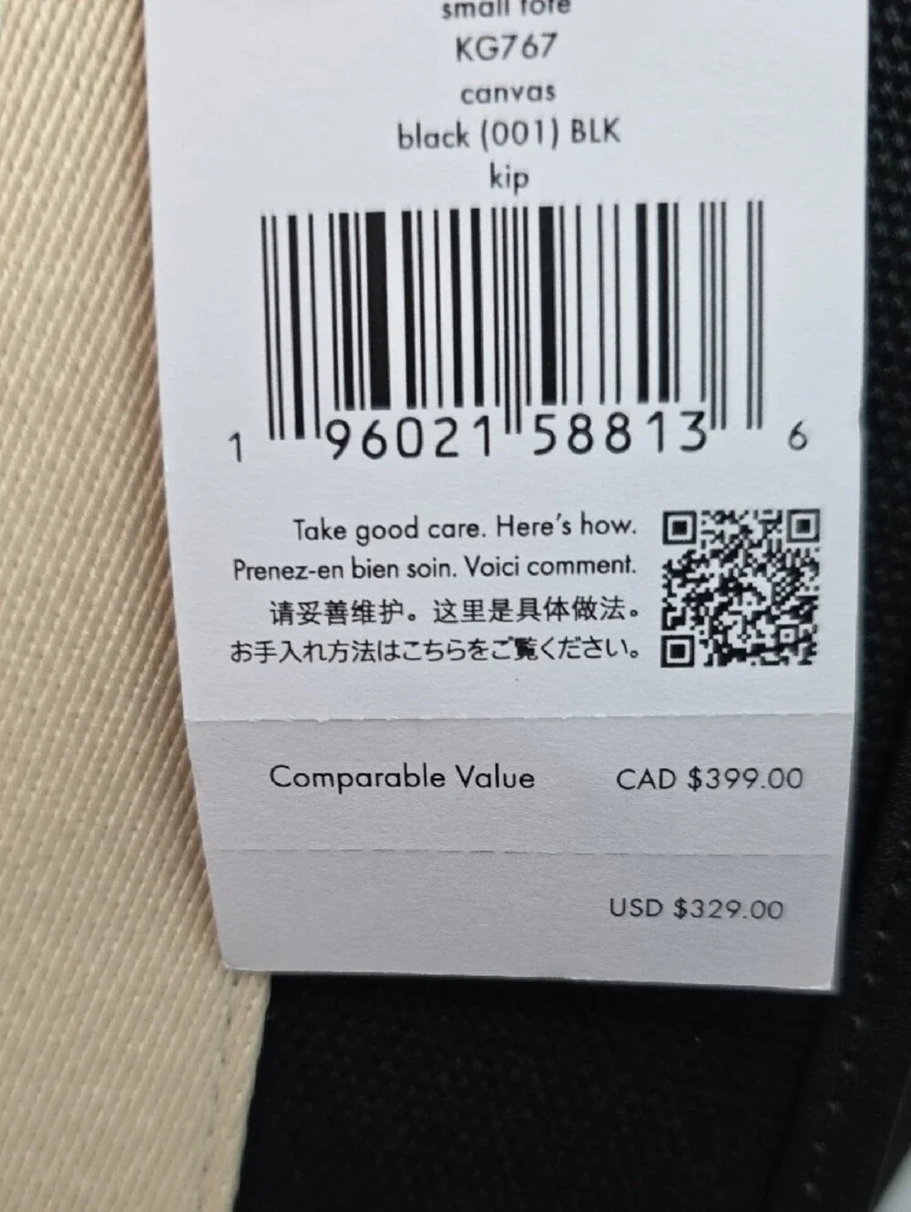 kate spade KG767 Canvas Kip Tote with Cream Logo Straps